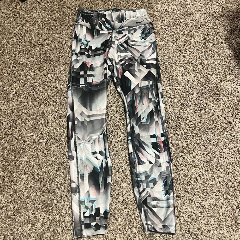 Nike Dri-FIT Geometric Print Leggings‎ High-Waist Compression Workout Pants M